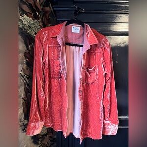 Holding Horses Anthropologie Sienna Orange Soft Velvet Button Down